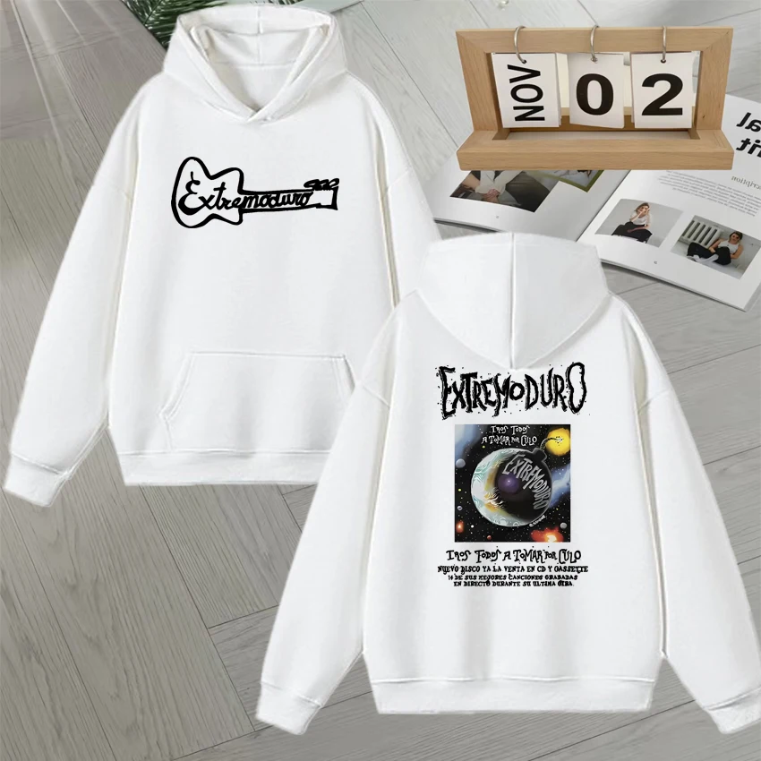 New Rock Band EXTREMODURO Tour Hoodies Fleece Men Women Autumn Winter Double Sided Print Sweatshirt Long sleeve Unisex Pullovers