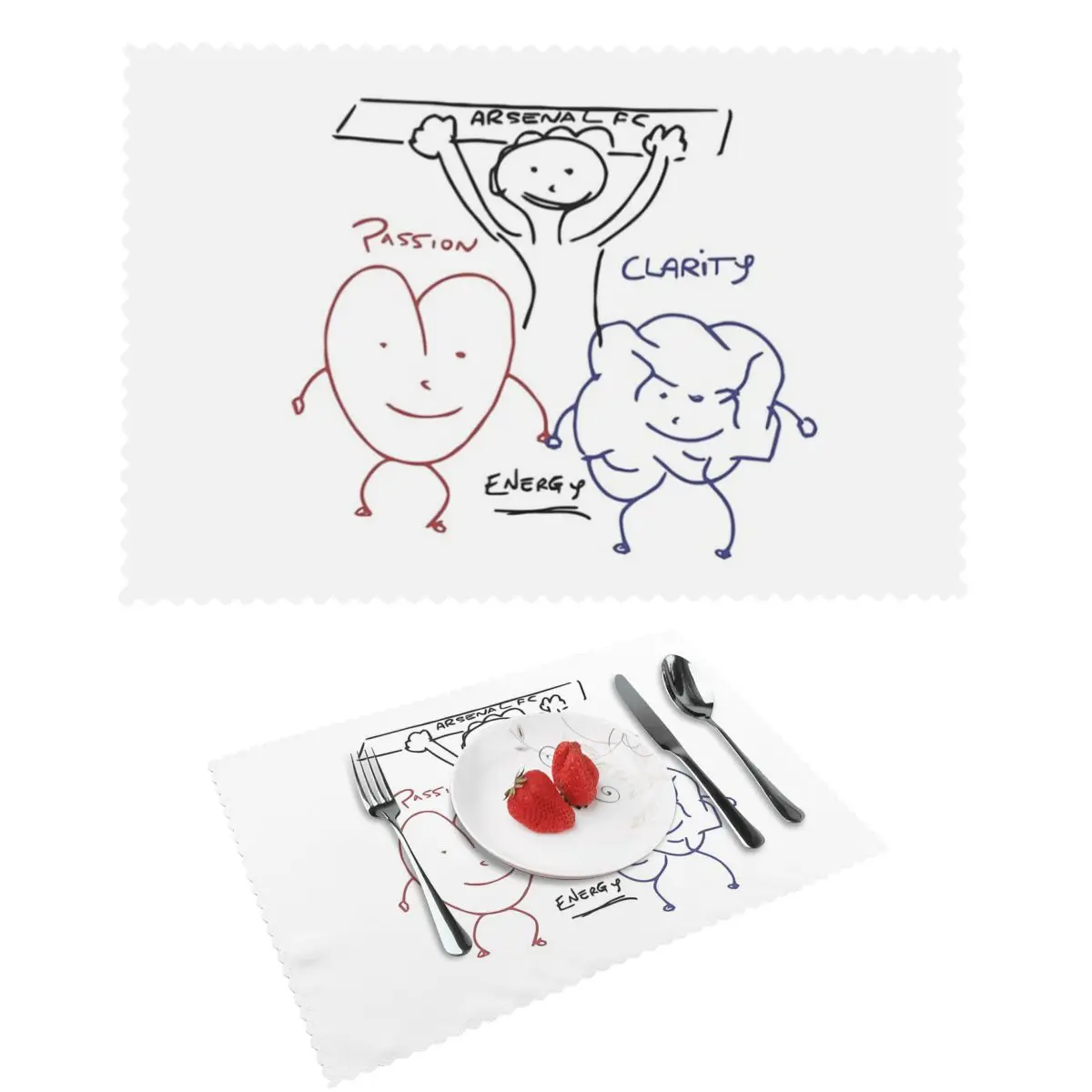 Arteta's Passion وضوح وطاقة السبورة البيضاء رسم تحديد الموقع قابل للغسل لوحة حصيرة لطاولة الطعام وعاء كوستر ديكور المنزل #1