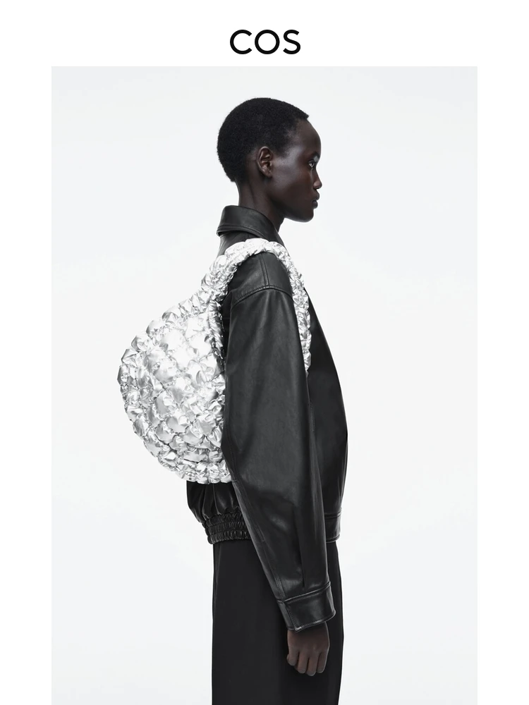 COS السيدات سحابة حقيبة فضية وصول جديدة مخيط حقيبة المرأة oulder واحدة مقبض ناعم تخفيف Sle سستة إغلاق