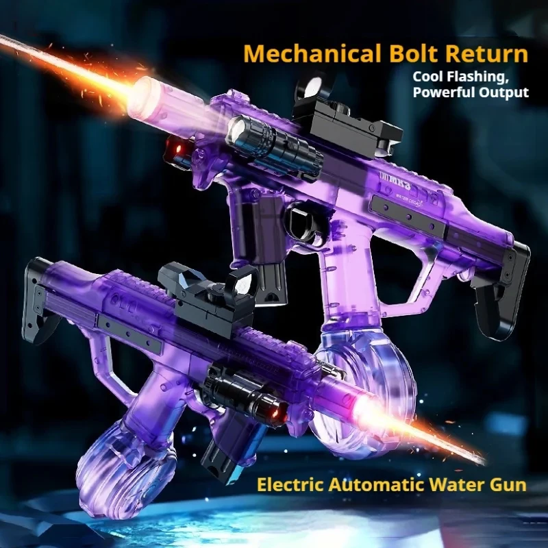 2026 New Adult Electric Water Guns with Light Powerful with Automatic Water Machine Summer Outdoor Beach Toys for Pool Party