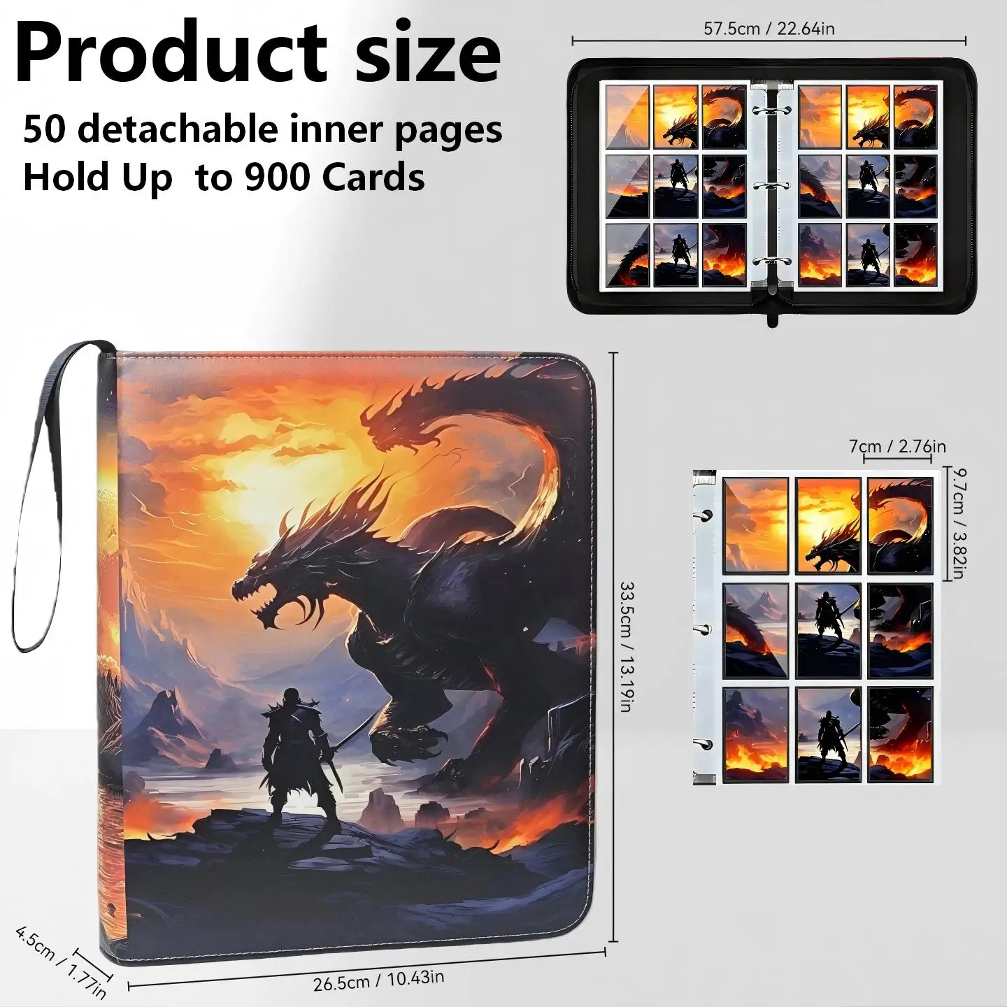 Raccoglitore per carte collezionabili a 9 tasche, con 50 buste staccabili, può contenere 900 carte, album di carte, raccoglitore, album fotografico, per collezione di carte, archiviazione di carte, raccoglitore di carte da gioco, adatto per Mtg, Tcg, sport e carte da gioco, archiviazione di raccolta, perfetto per collezionisti di carte