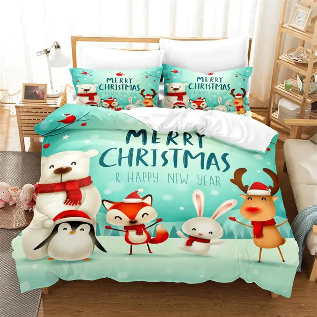 

Christmas Santa Xmas Bedding Set Boys Girls Twin Queen Size Duvet Cover Pillowcase Bed Kids Adult Fashion Home Textileextile