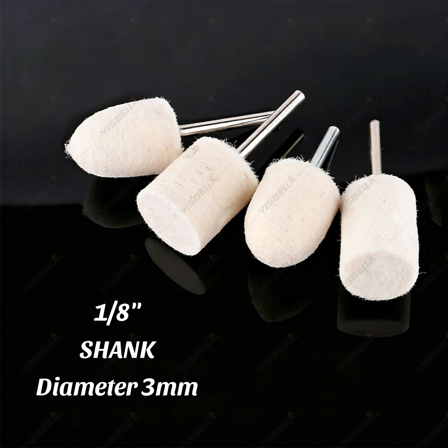 Wool Felt Polishing Buffing Wheel Kit with Mandrel Mounted Grinding Bits Tapered Points & Pads for DIY Hand Work 1/8
