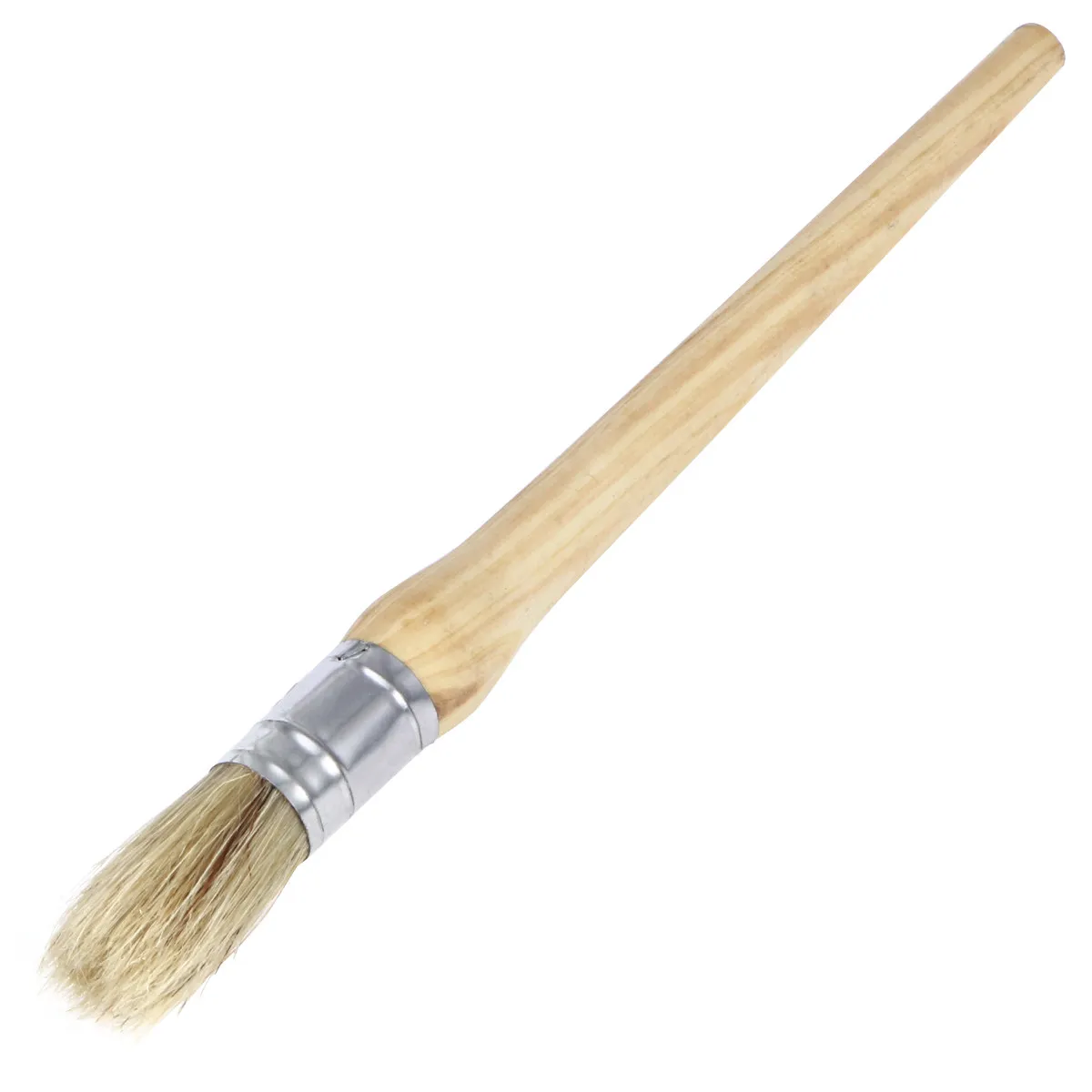 20Mm Round Wax Brush Premium Natural Bristles Ergonomic Handle for Furniture Waxing Painting Cabinets Tables Walls Smooth Finish