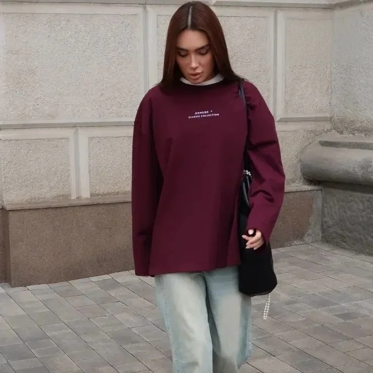 

Faionable Повседневная свободная круглая футболка с буквенным принтом Ne Long Sve, женская хлопковая удобная классическая осенняя футболка