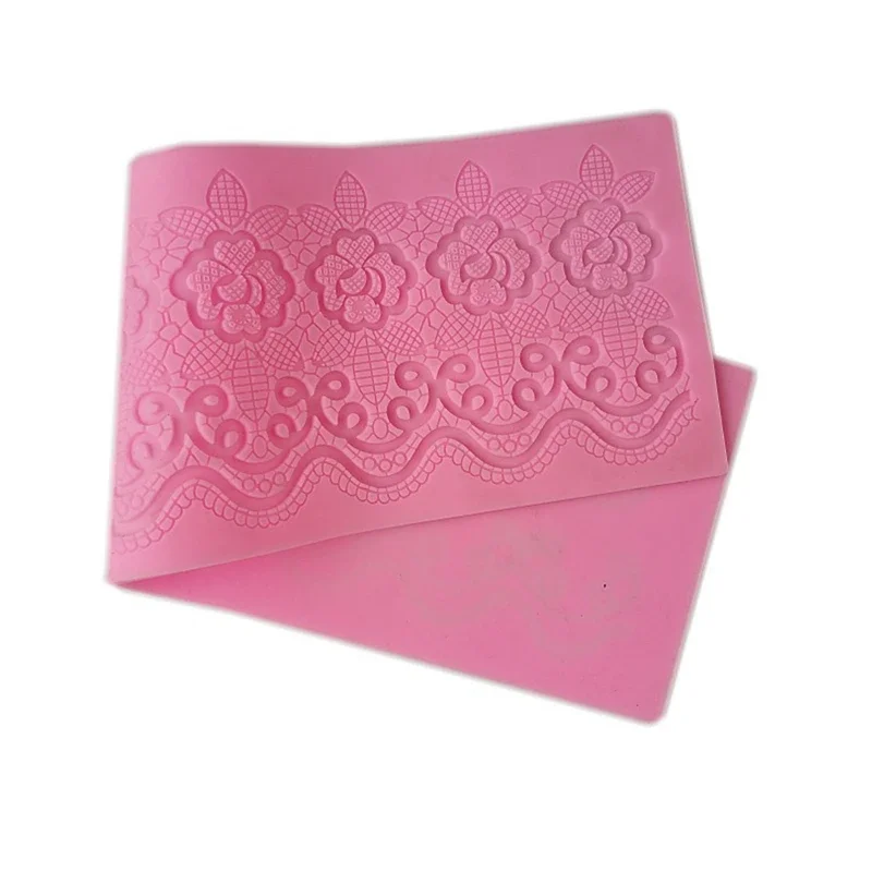 Aomily Beautiful Wedding Cake Silicone Flower Lace Fondant Mold Mousse Brim Decor Sugarcraft Icing Mat Pad Pastry Baking Tool