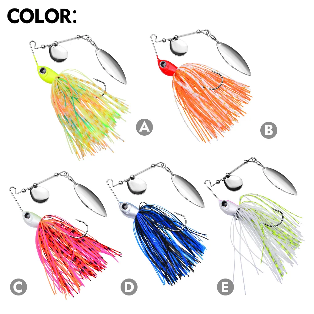 PROBEROS 1/5PCS Spinner Bait - Ideal for Bass, Silicone Rubber Jig Skirt Salmon, Pike, and Trout Fishing view 3
