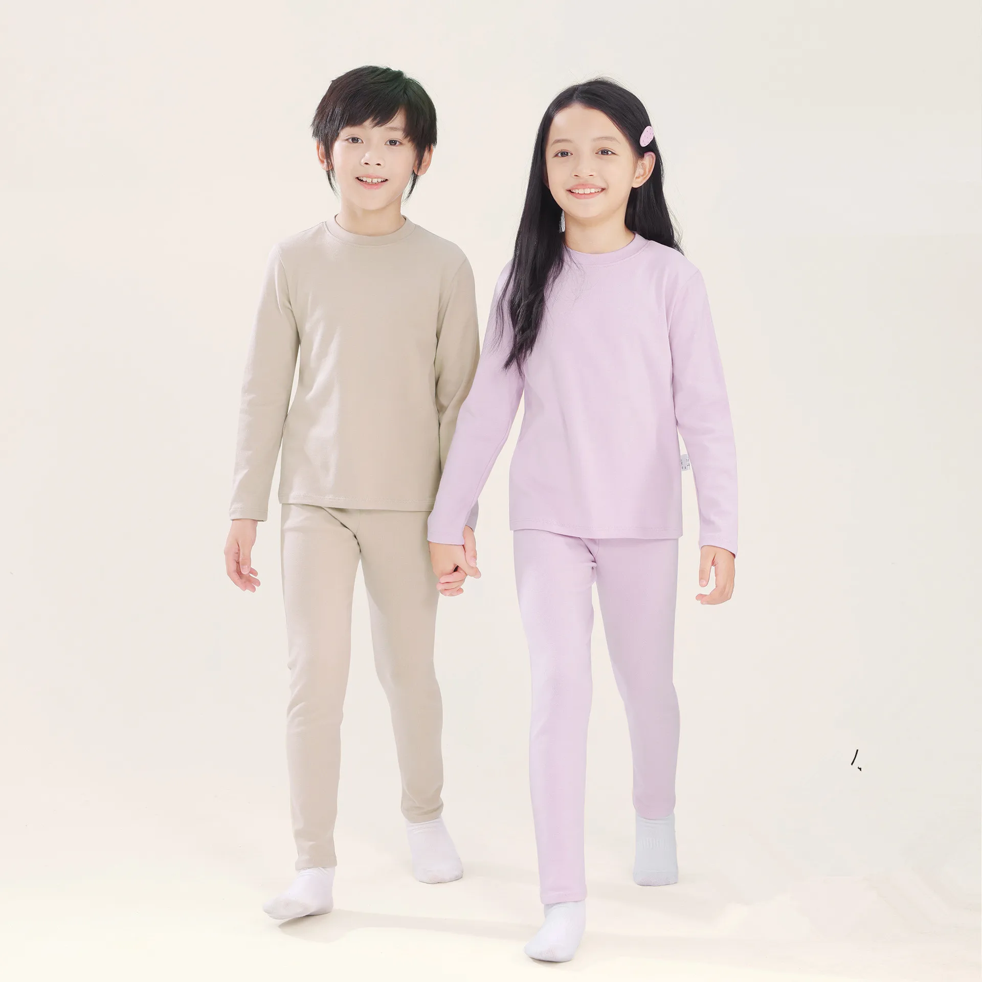 Autumn Kids Basic Pajamas Sets Soild Cotton Warm Toddler Boys Girls Sleepwear Suit Long Sleeve Homewear Children Clothing