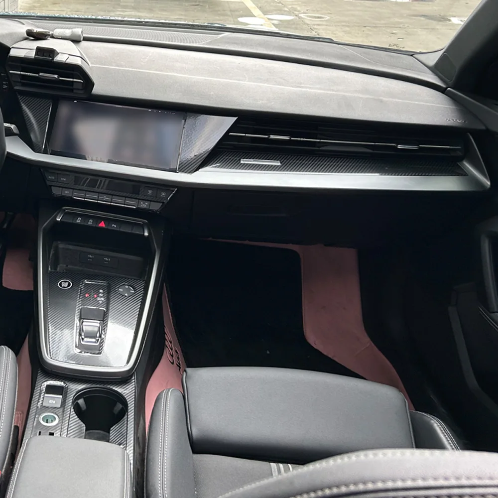 Carbon Fiber Interior Trim Stickers For Audi A3 8Y 2021-2025 Central Console Gear Shift Panel Door Handle Cover Trim