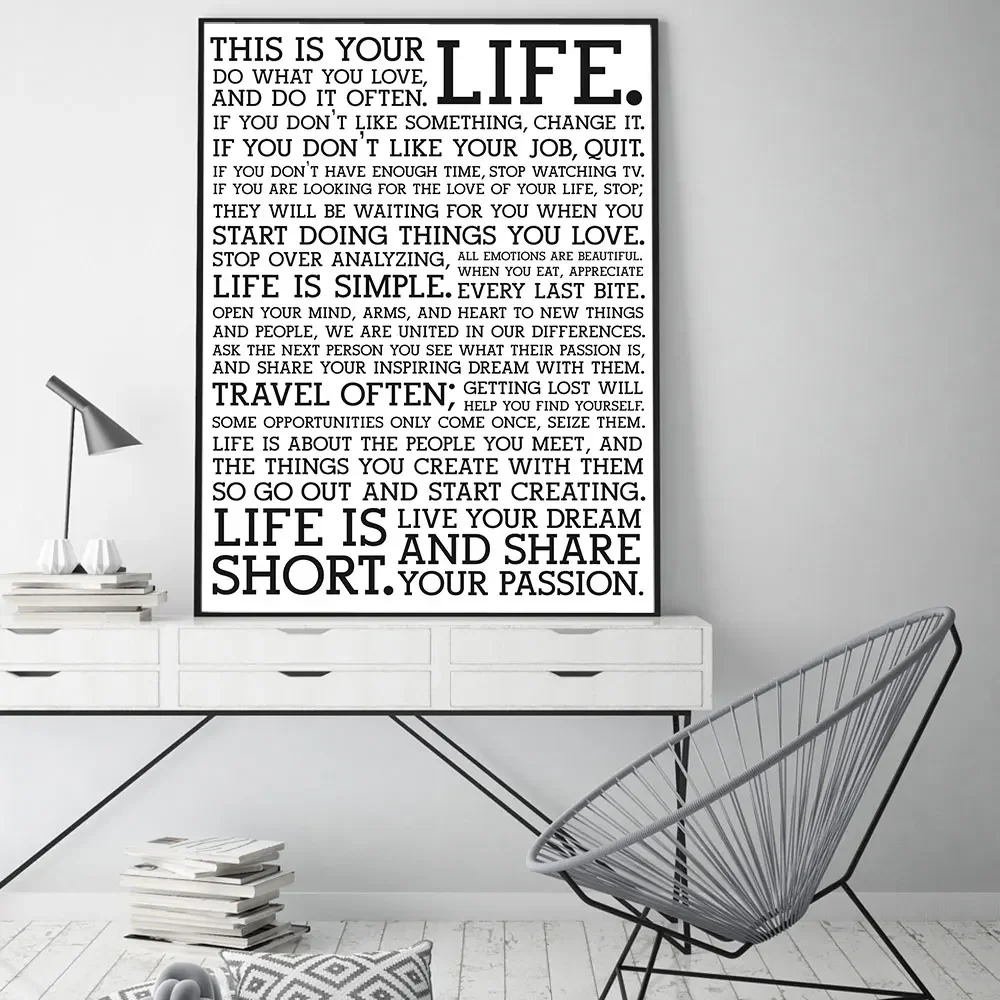 1pc frameless Canvas painting The Manifesto This Is Your Life Poster Print Canvas Painting Quote Modern Wall Art Pictures For