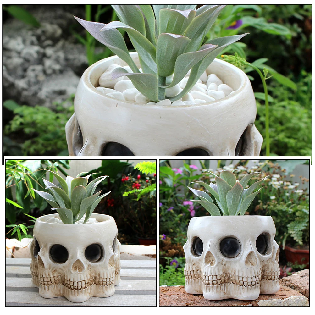 

Creative Resin Skull Flowerpot Halloween Decoration Garden Decor Planter Pot Indoor Outdoor Succulent Vase Desktop Ornament