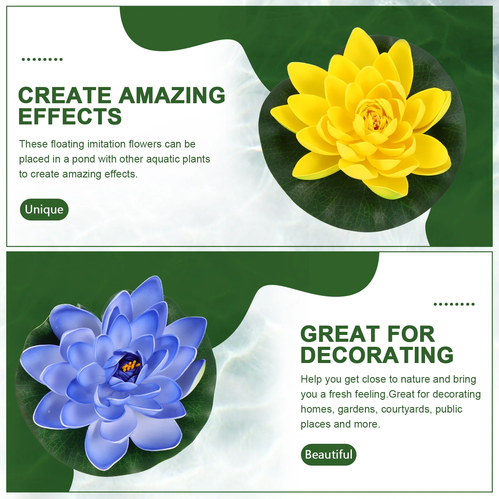 

9pcs Artificial Lotus Decoration Floating Water Plants for Aquarium Pond Garden Home Simulation Plant Decor Safe Sturdy Premium