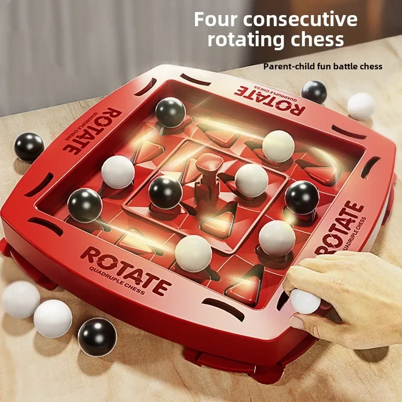 

Children's Quad Rotary Chess Table Games Toys Parent-Child Interaction Happy Track Logic Quad Chess Double Play