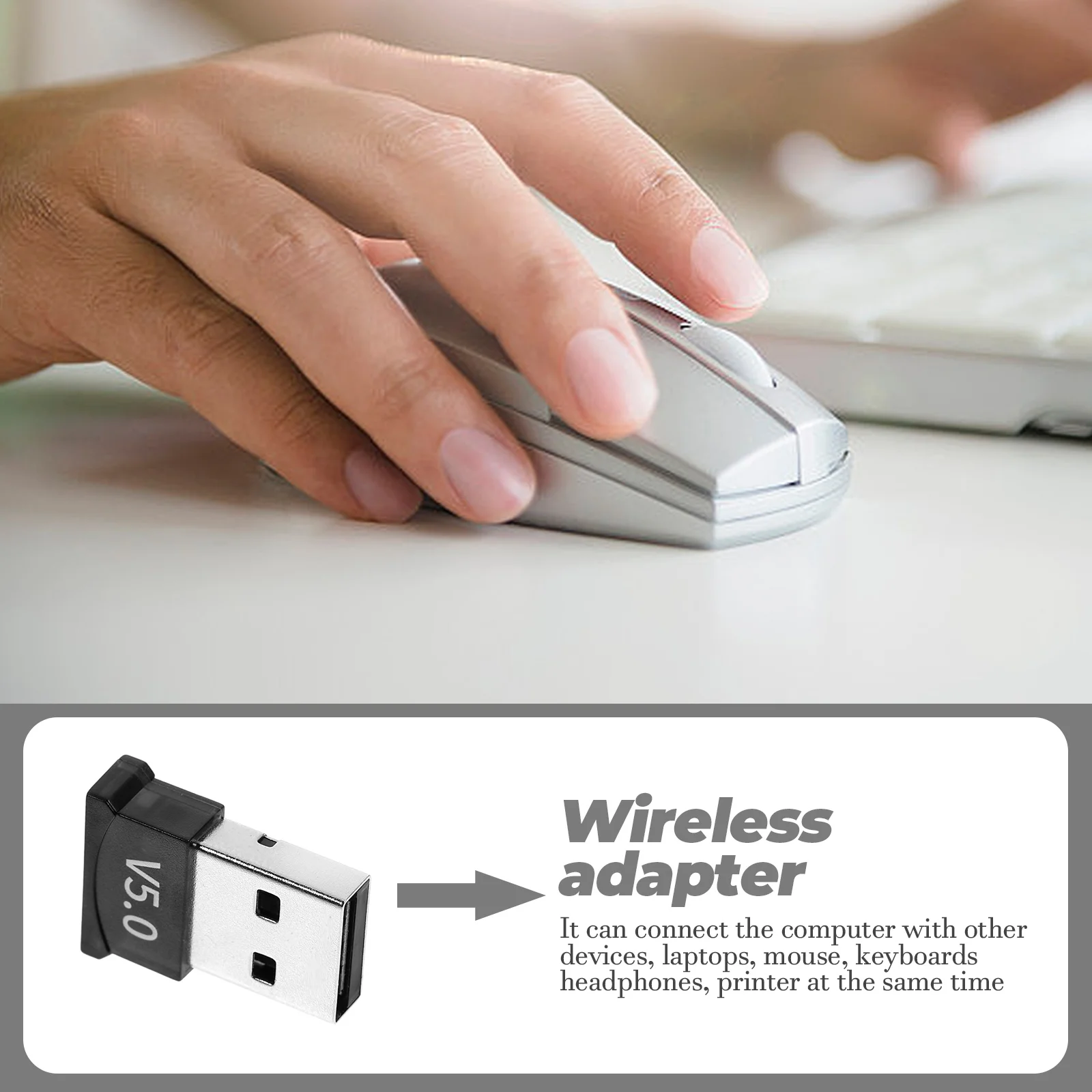 

Adapter USB 5.0 Wireless Receiver Transmitter for Mouse Earphone Dongle Stable Signal Compatible with for Keyboards