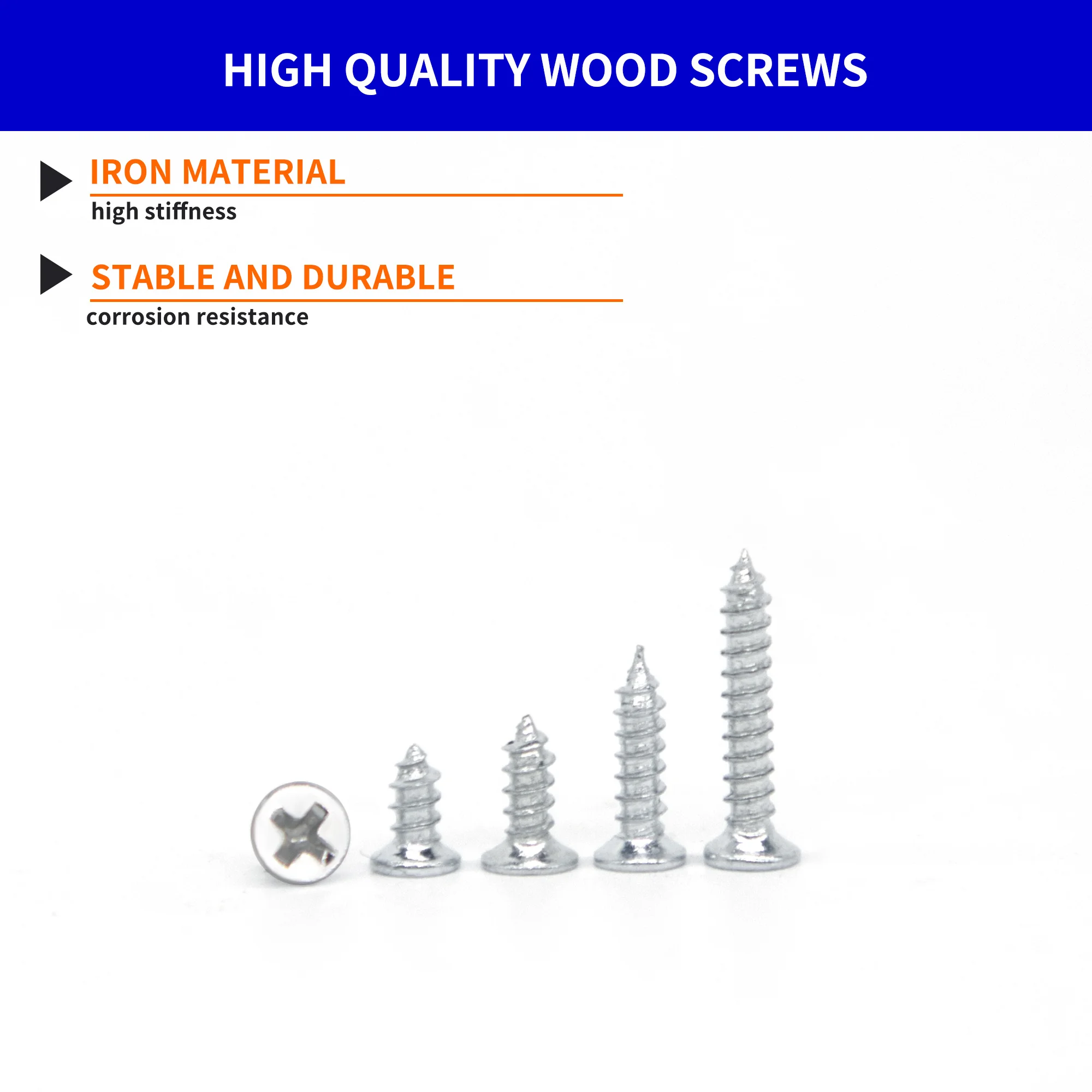 NexSync 500PCS M2 Flat Head Wood Screws Kit - 5 Sizes (4-10mm) Phillips Head Corrosion-Resistant for DIY & Woodworking