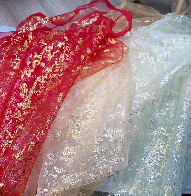 Glitter Green Red Champagne Bronzing Gilding Mesh Skirt Cloth Fabric Background Net Fabric