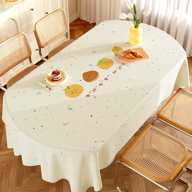 Luxury Cartoon Printed Waterproof Tablecloth High-End Lambskin Table Cover for Living Room Soft Easy-Care Furniture Protector