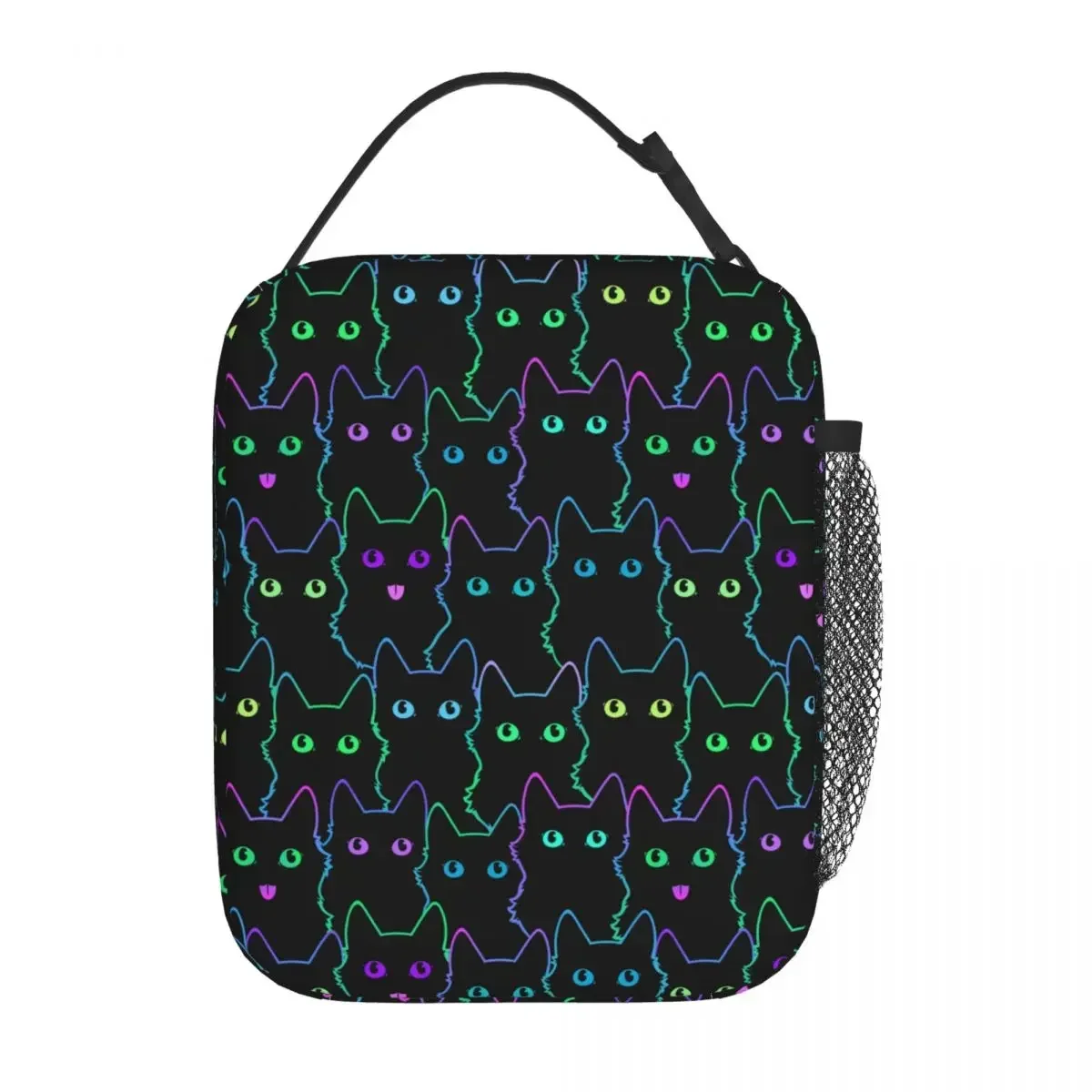 Colorful Cat Silhouettes Thermal Insulated Lunch Bag School Cartoon Cats Reusable Food Bag Container Cooler Thermal Lunch Boxes