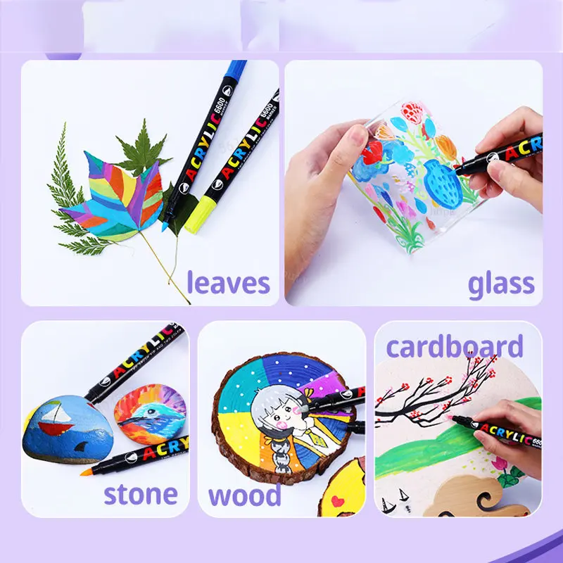 مجموعة علامات طلاء أكريليك بلونين للرسم الصخري ، أقلام فرشاة ناعمة ، Nib مزدوج ، خط ، حروف فرشاة ، بيض عيد الفصح ، 84 لونًا #4