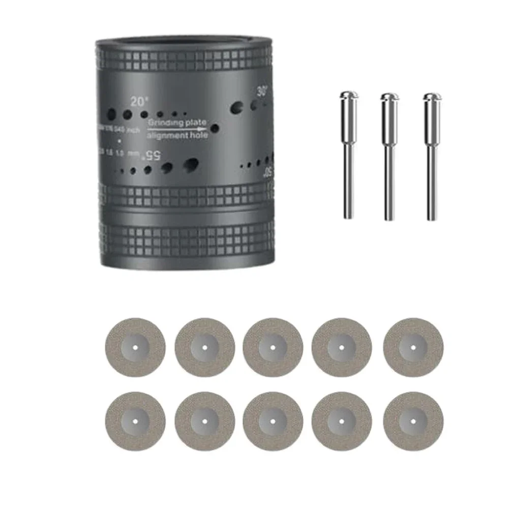 1set Electrode Sharpener Grinder Head TIG Welding Tool 8 Angled Hole Sharpener Double-sided Grinding Wheels CNC Mandrel