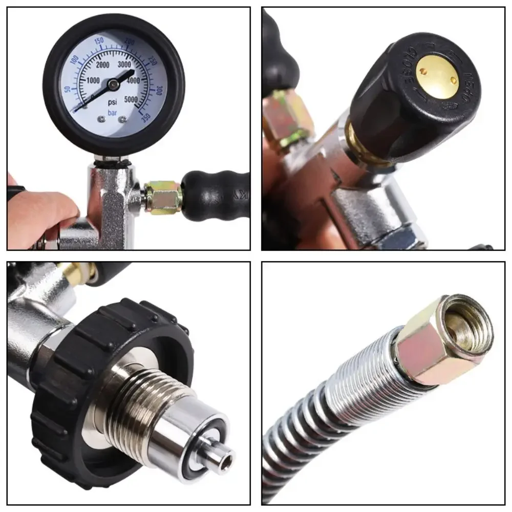 4500psi Scuba Diving Compressor Filling Valve Filling Service High Pressure Filling Station Compressor with Hose Pressure Gauge