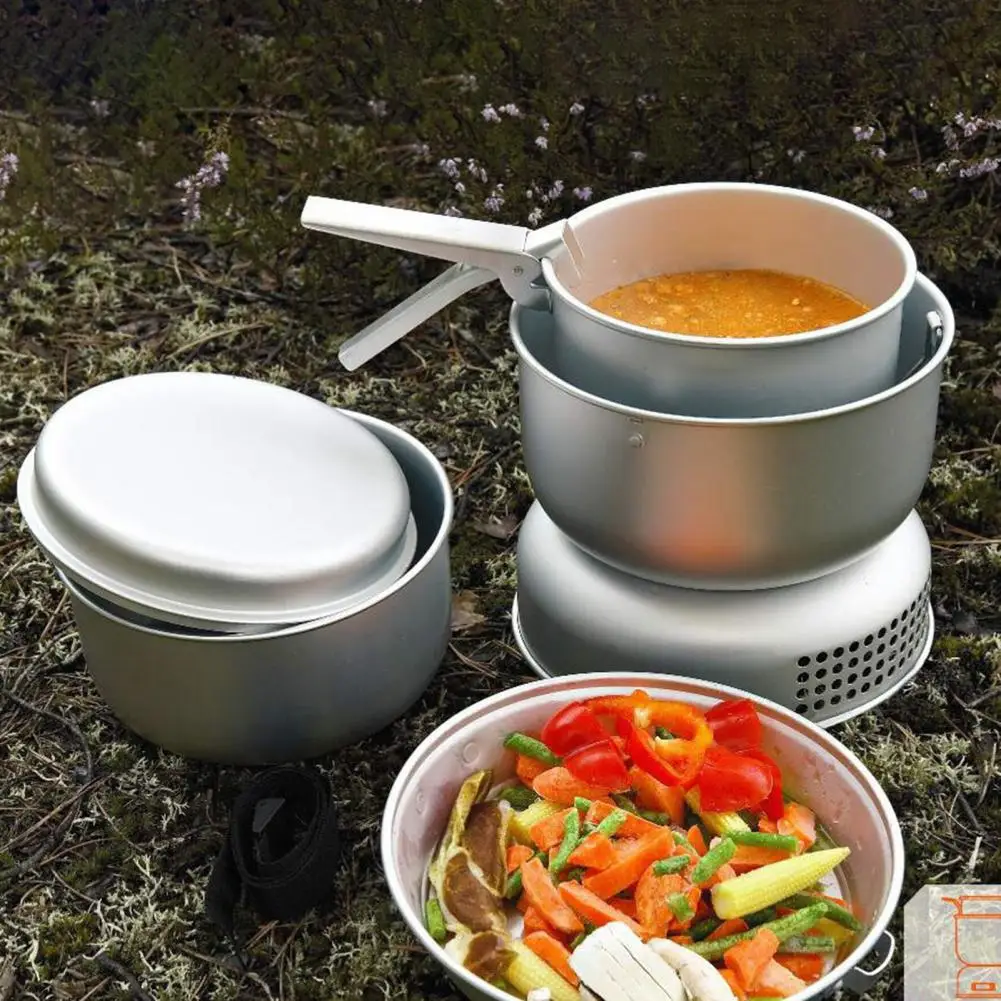 Lightweight Camping Pots Premium Outdoor Camping Stove Set Food Grade Bpa Free Heat-resistant Non-stick Pot Pan Kit