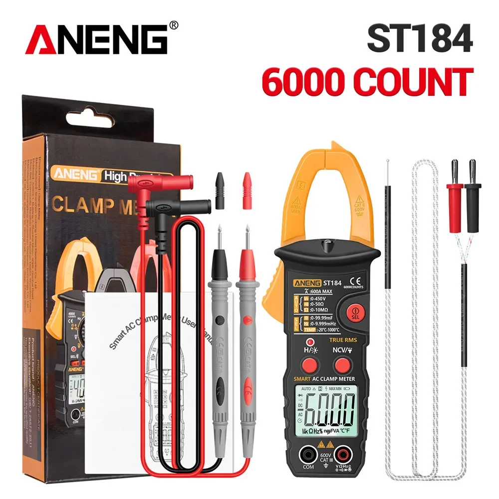 Multimeter Clamp Meter Digital True RMS 6000 Counts Professional Measuring Testers AC/DC Voltage AC Current Ohm Tool ANENG ST184
