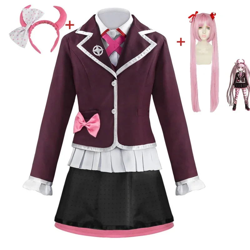 Costume Utsugi Kotoko Cosplay JK Uniform Wigs Headwear Danganronpa Cosplay Halloween Woman Party Clothes School Outfits Y