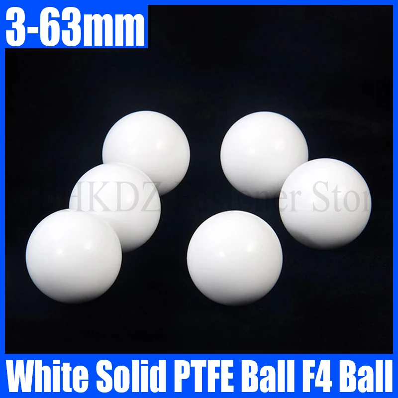 Bolas de PTFE sólidas blancas de 1-3 piezas, 3-63mm, F4 bola de plástico, Bola de bomba de diafragma, Bola de sellado aislada resistente a la corrosión