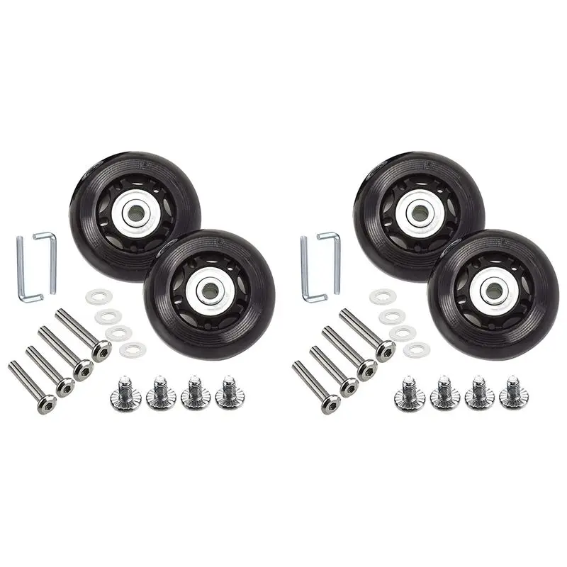 A74E-2Set Suitcase Luggage Wheel Replacement Kit Rubber Universal Wheels Swivel Caster Bearingtool