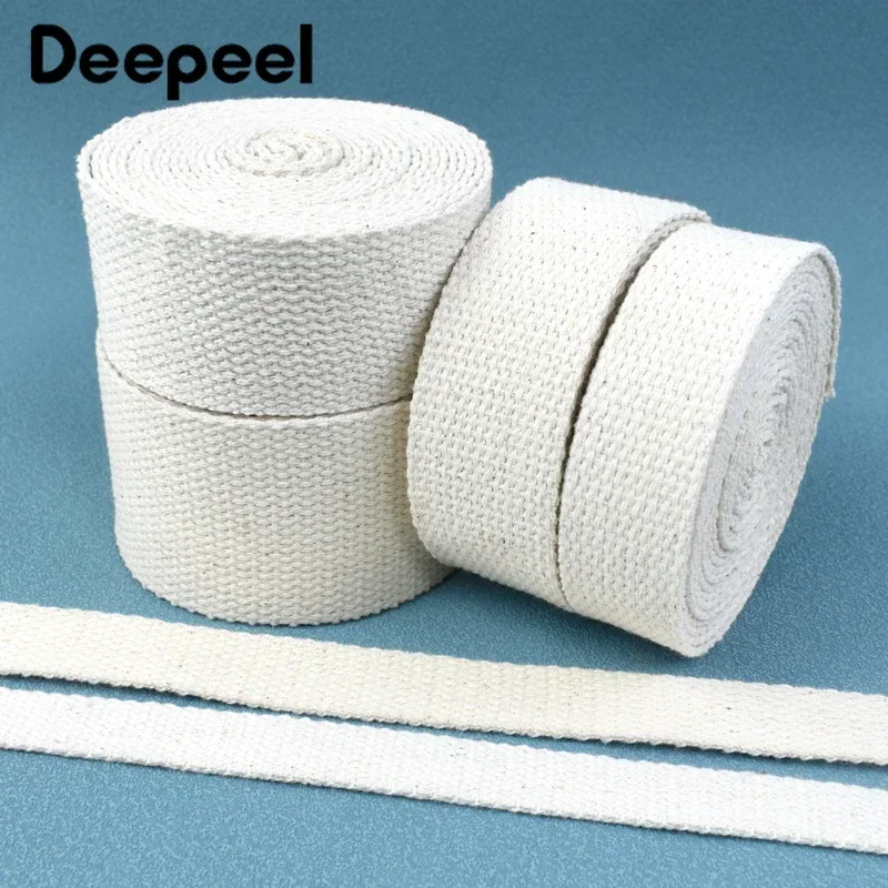 10Meters 10-50mm Wide Cotton Webbing 1.8mm Thick Bag Strap Ribbon Backpack Tape Clothes Belt Binding Band Sewing Bias Material