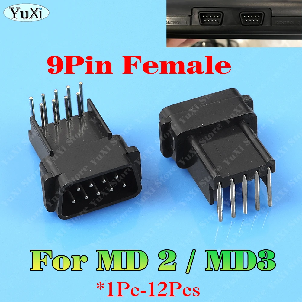 1/2/6/12 Stück 9-Pin Buchsenanschluss für Sega MD2 MD3 Spielkonsole 90-Grad-Buchse Stecker Reparaturteile