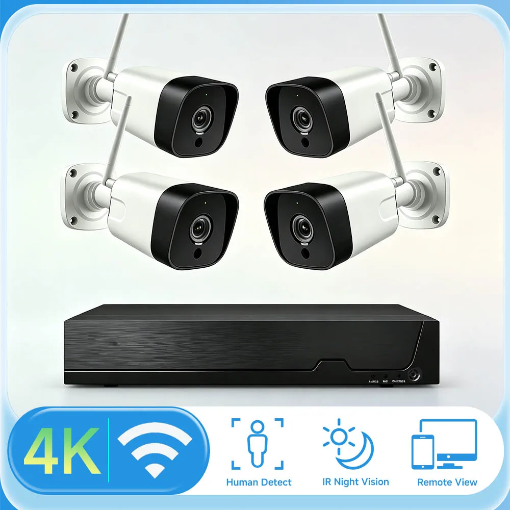 BFMore 4K 5MP 8CH WiFi Network Video Surveillance System NVR Recorder With 4PCS 8MP Audio Recording Security 940nm Night Vision