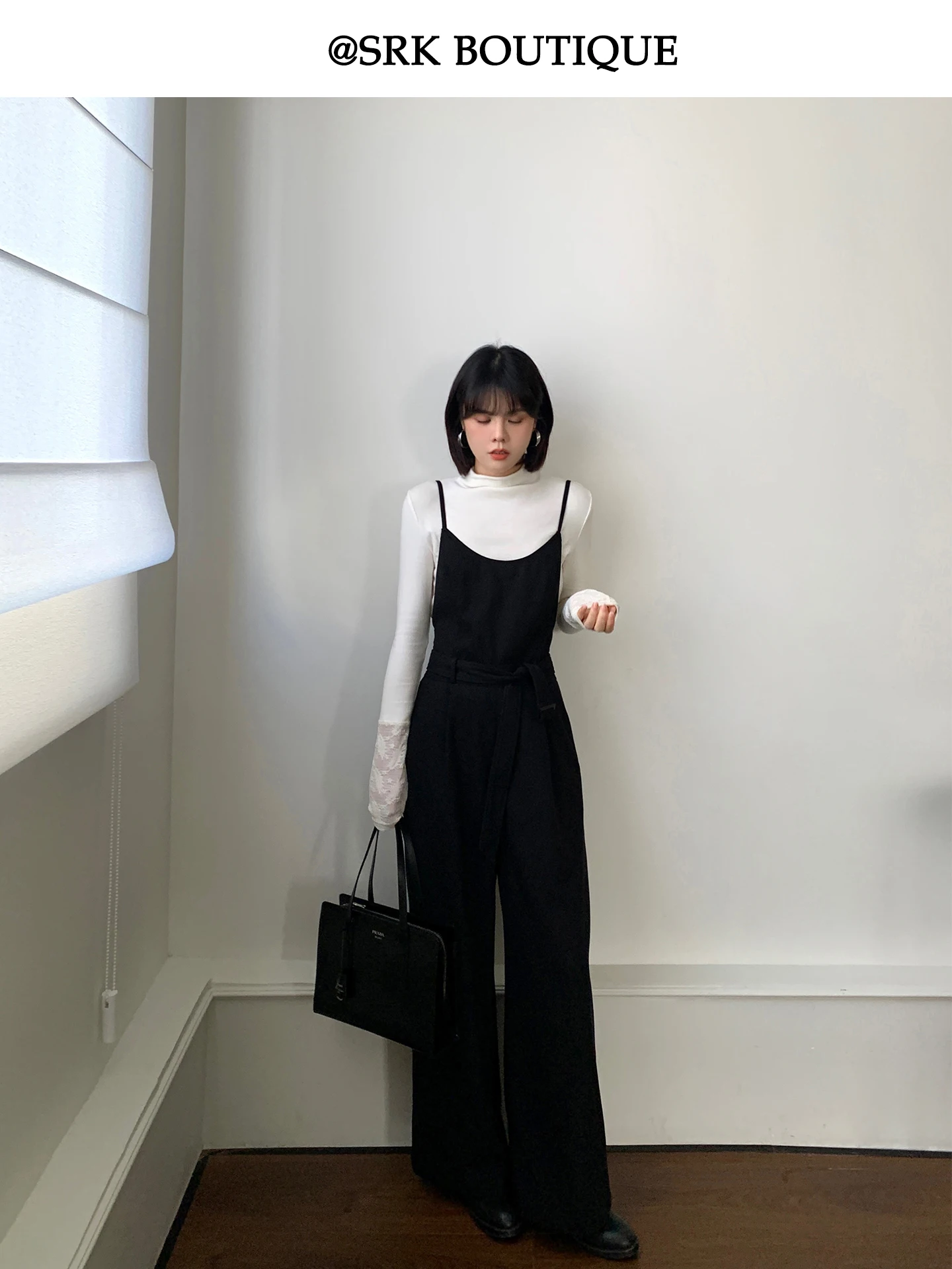 

Модные винтажные рабочие брюки-комбинезоны с высокой талией и широкими штанинами, свободные, для многослойного ношения, больших размеров, женская одежда SRK Sli