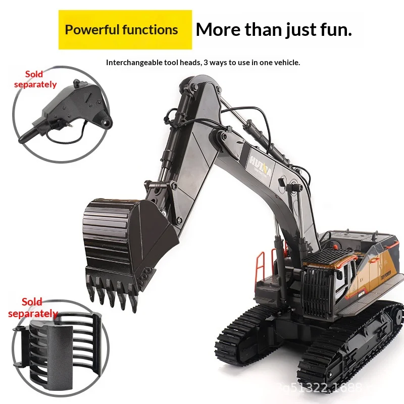 Huina 592 1/14 Alloy Rc Excavator 22ch 680° Rotation Remote Control Engineering Vehicle Digger Truck Toy For Boys Kids