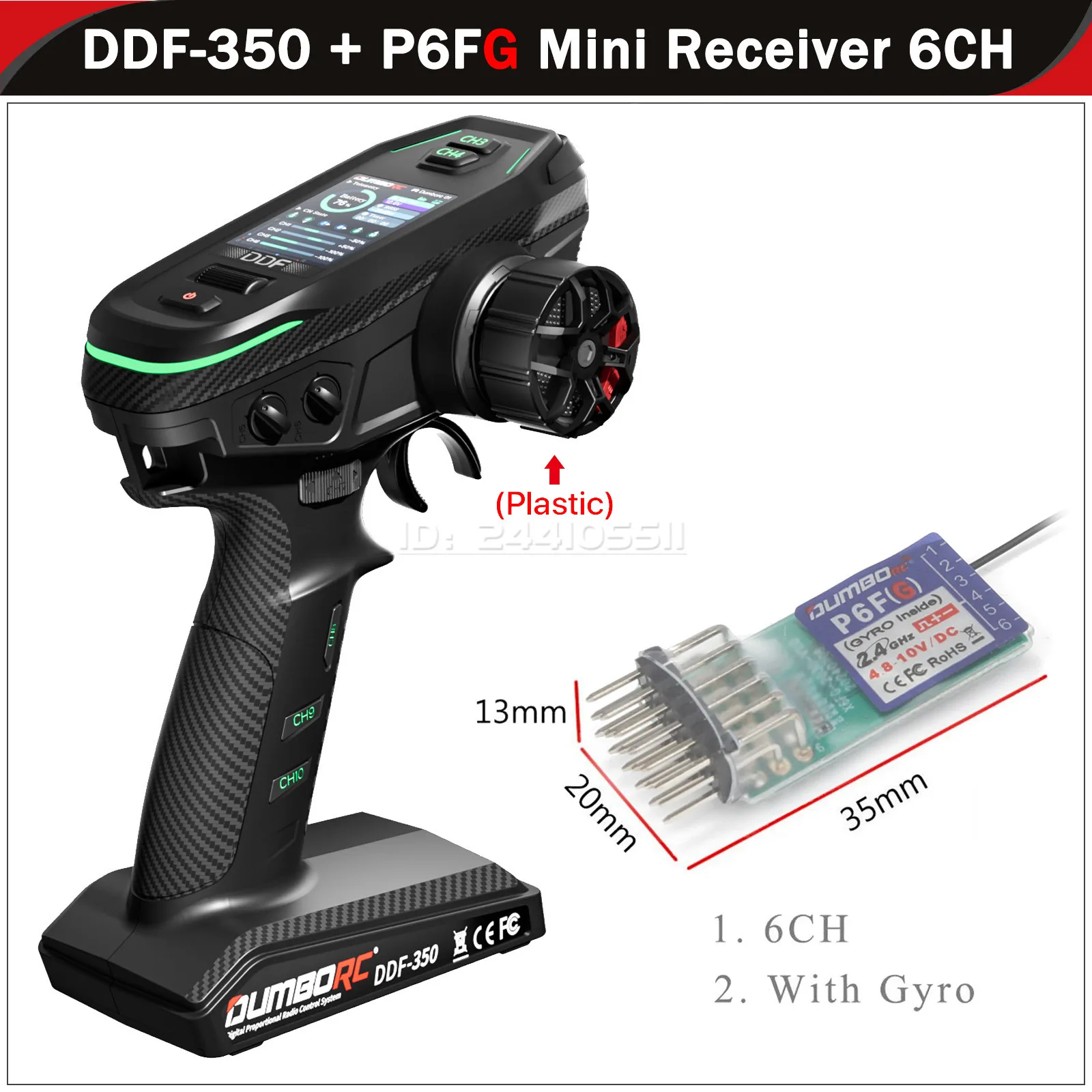 DUMBORC DDF-350 10CH 2,4G Digital Sender Fernbedienung HD Bildschirm 4/6/10 Kanal Gyro Empfänger für RC Auto Tank Boot Roboter