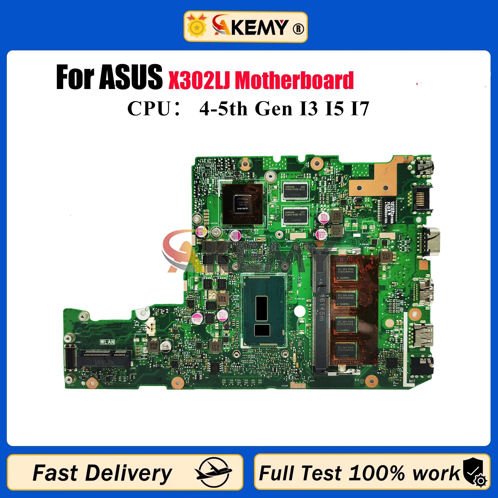

X302LJ Laptop Motherboard For ASUS VivoBook X302L X302LJ Notebook Mainboard With I3 I5 I7 CPU 100% tests OK fast shipping stk