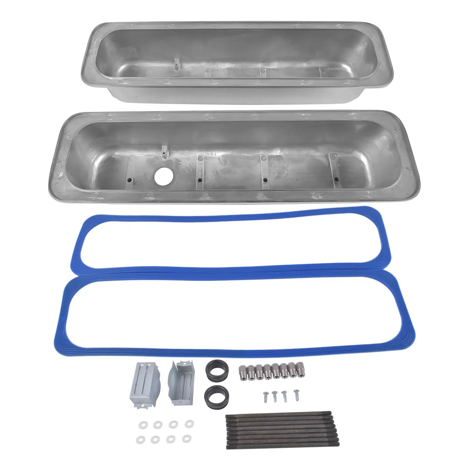 Pokrywy zaworów Vortec z wysokimi aluminiowymi żebrami AP02, polerowane, z centralnym śrubowaniem, czarne, do Chevy SBC 350 450 5.0L-5.7L