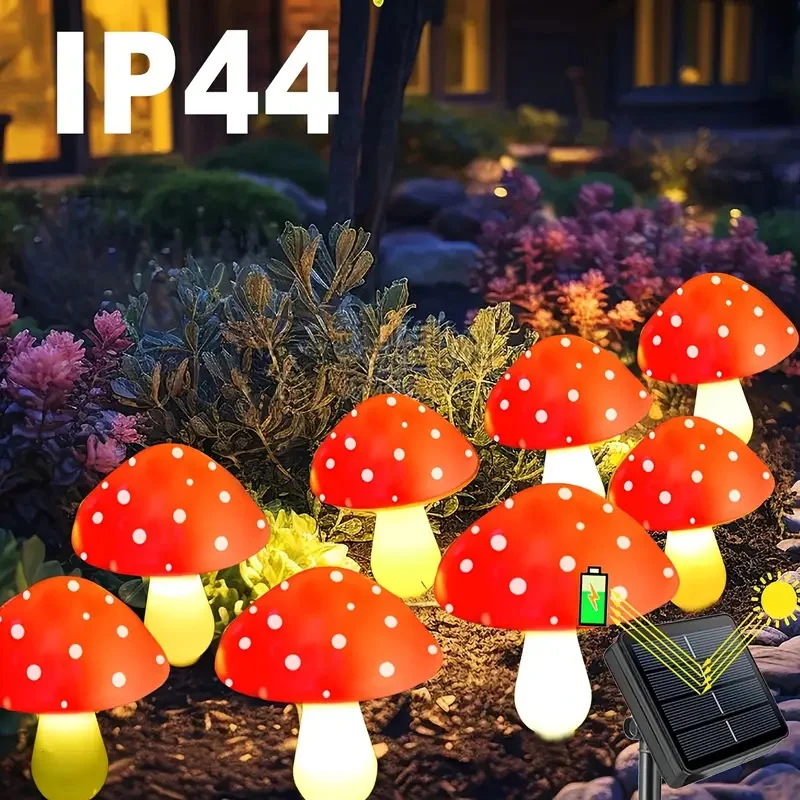 Solar Mushroom Garden Lights Outdoor Solar Powered Decorative Stake Lighting for Yard Patio Pathway Lawn Christmas Party Decor