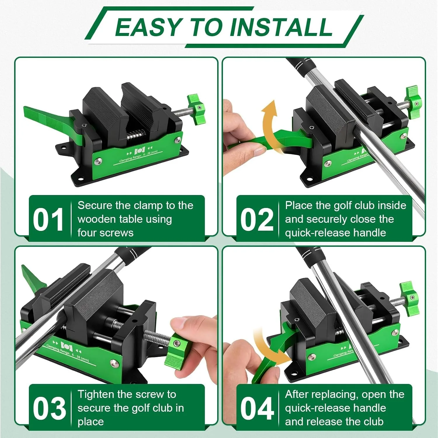 Golf Club Regripping Kit Aluminum Vise Clamp Quick Release Golf Shaft Vice Clamp Home Vise Clamp Golf Grip Removal Tool