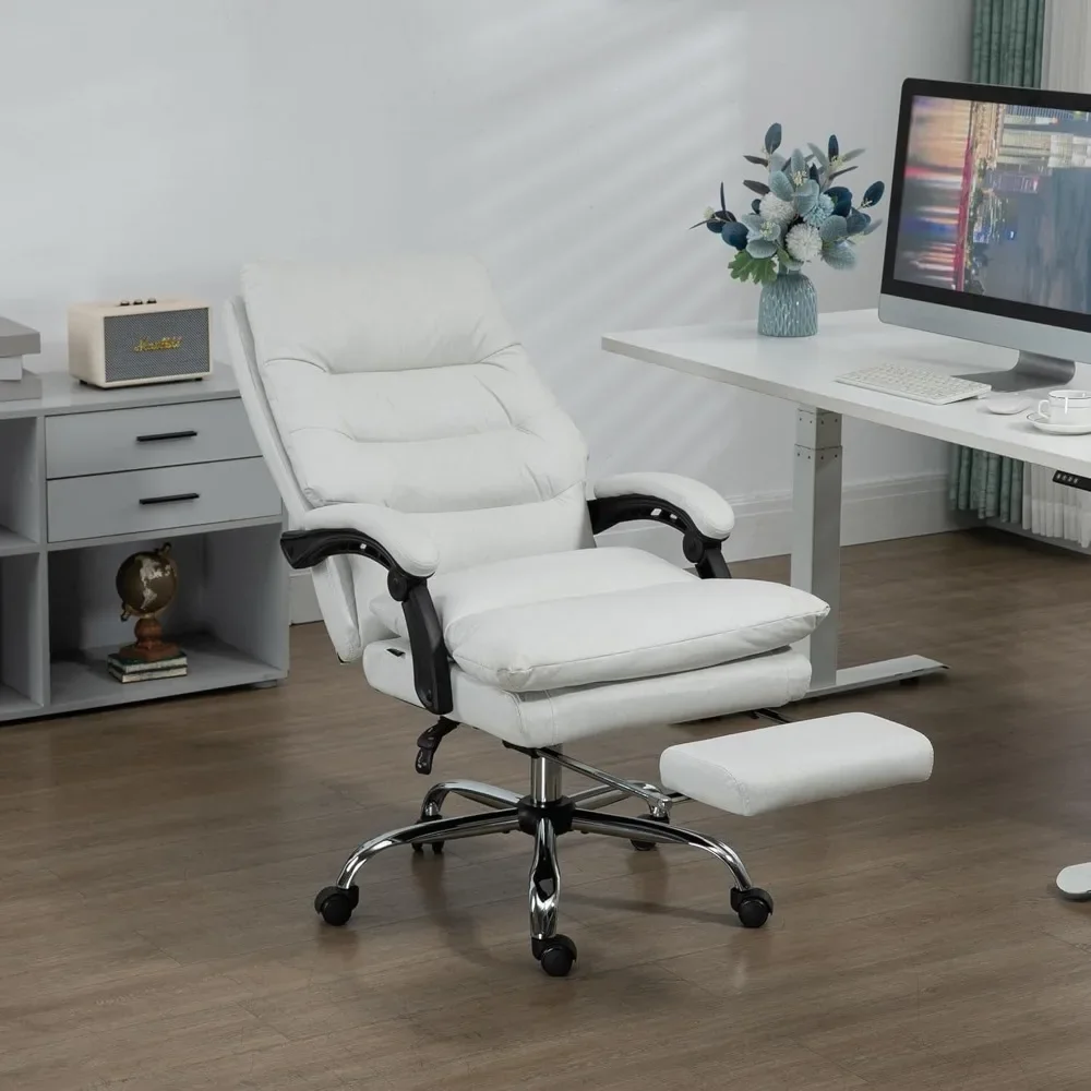 Ergonomic Comfy Office Chair with 5 Massage Modes, High Back Office Chairs with Back Support and Foot Stool, Adjustable Computer