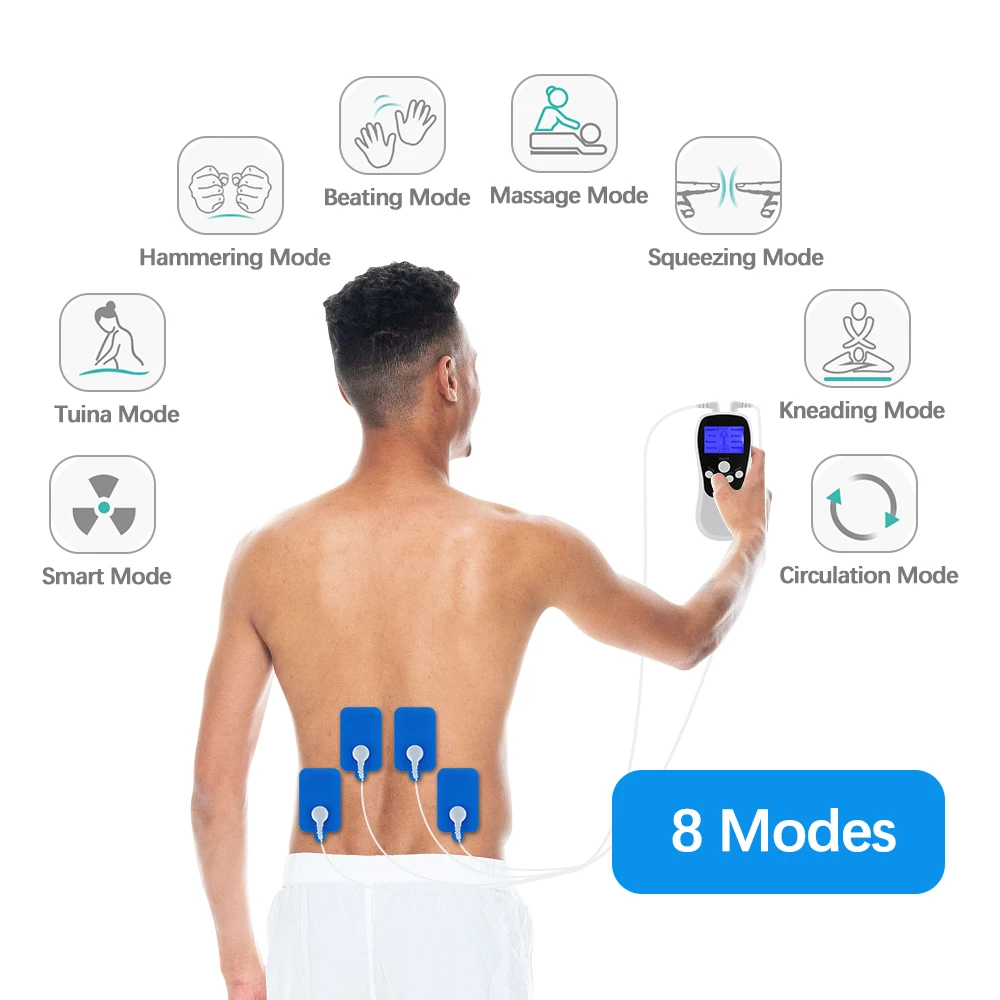 Dual-output Massage Instrument Pulse Shoulder Neck Physiotherapy Digital Meridian 8 Modes 15 Intensity Acupuncture Rechargeable