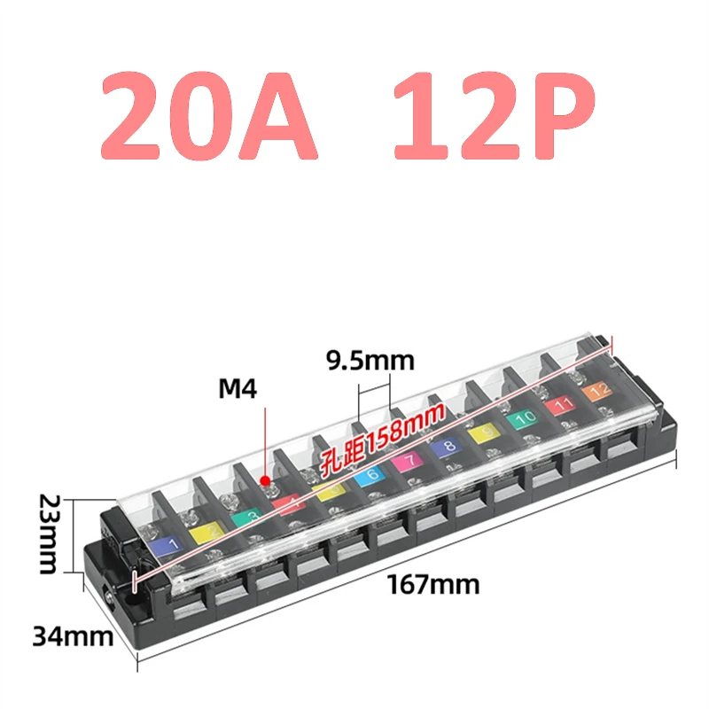 TA Multi-Positie Snel Klemmenblok 20A/60A Multi-In en Multi-Out Connector Messing Aansluitklemmenblok voor Elektronica