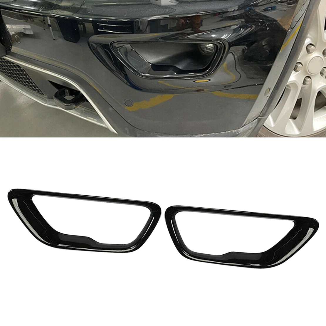 

Car Front Left & Right Fog Light Cover Fog Lamp Frame Trim Glossy Black Fit for Jeep Grand Cherokee 2017 2018 2019 2020 2021