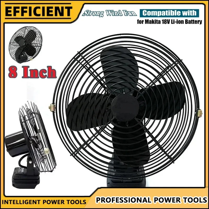 Fit Makita Camping Fan 8 Zoll Wireless Outdoor Angeln Desktop Tragbare Metall Fan Starken Wind Fan Fit Makita 18 V 20 V Batterie