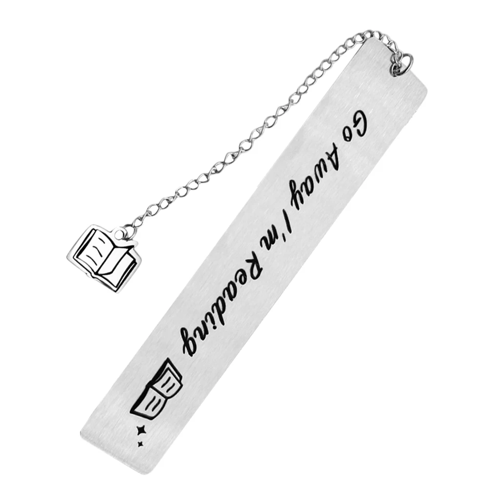 

Stainless Steel Metal for Men Funny Engraved Go Away I'm Reading Unique for Book Lovers Lightweight Holiday Bookmark