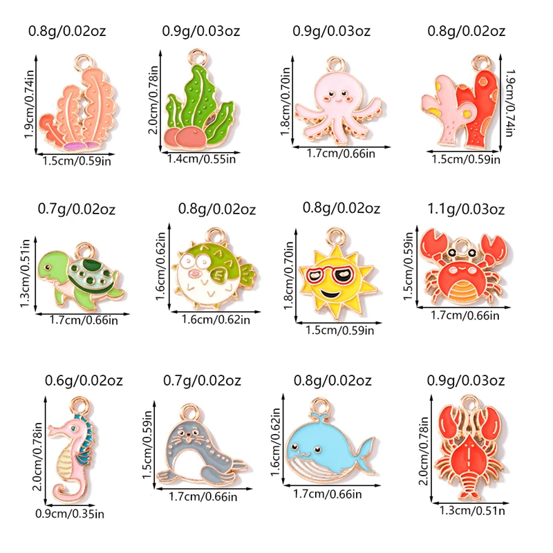 20 Stück Niedliche Meereslebewesen-Anhänger aus Emaille, Seepferdchen, Schildkröte, Muschel, Krabbe, Anhänger für Schmuckherstellung, Ohrringe, Halsketten, DIY-Geschenke – Detail 7