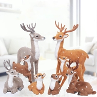 Simulation Christmas Reindeer Figurine Xmas Elk Deer for Doll New Year Home Decor