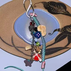 DIY handmade keychain Romantic heart shaped bag pendant Colorful Stars decorate