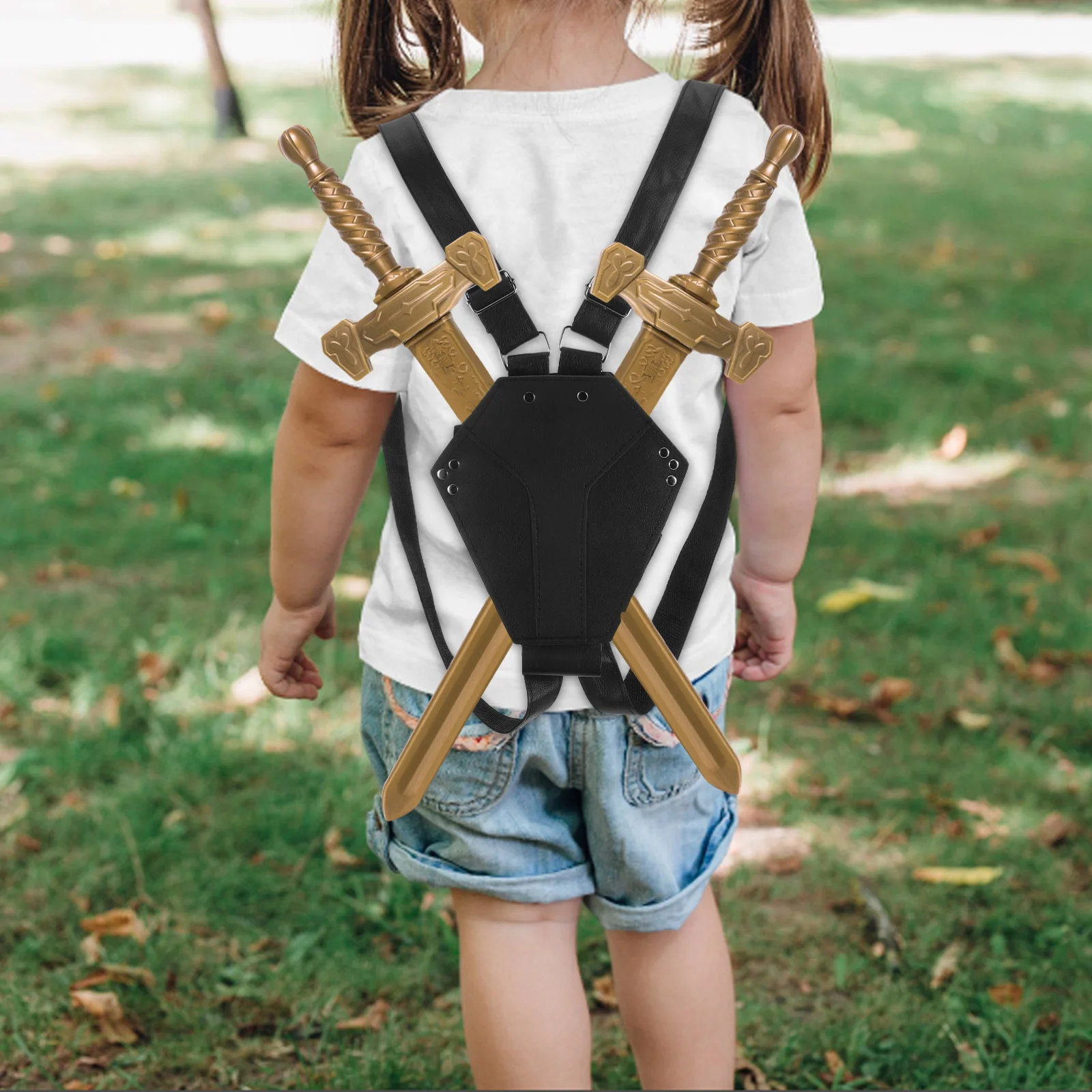 Dual Back Harness Adjustable Crossback Strap Durable Cosplay Sword Holder For Halloween Medieval Samurai Adventure Universal